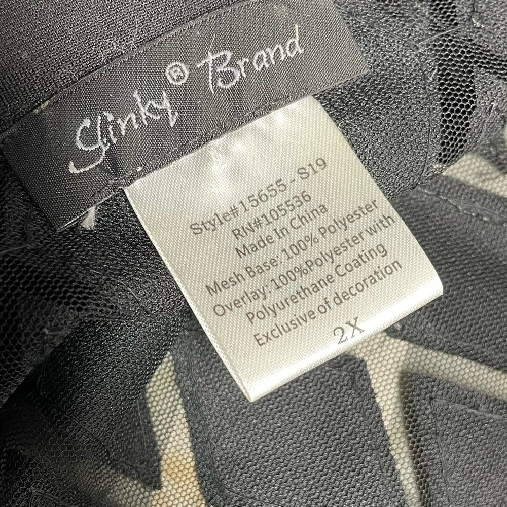 Slinky Brand Black 2X Diamond Pattern Sheer 3/4 Sleeve Open Front Kimono in EUC - Picture 7 of 9